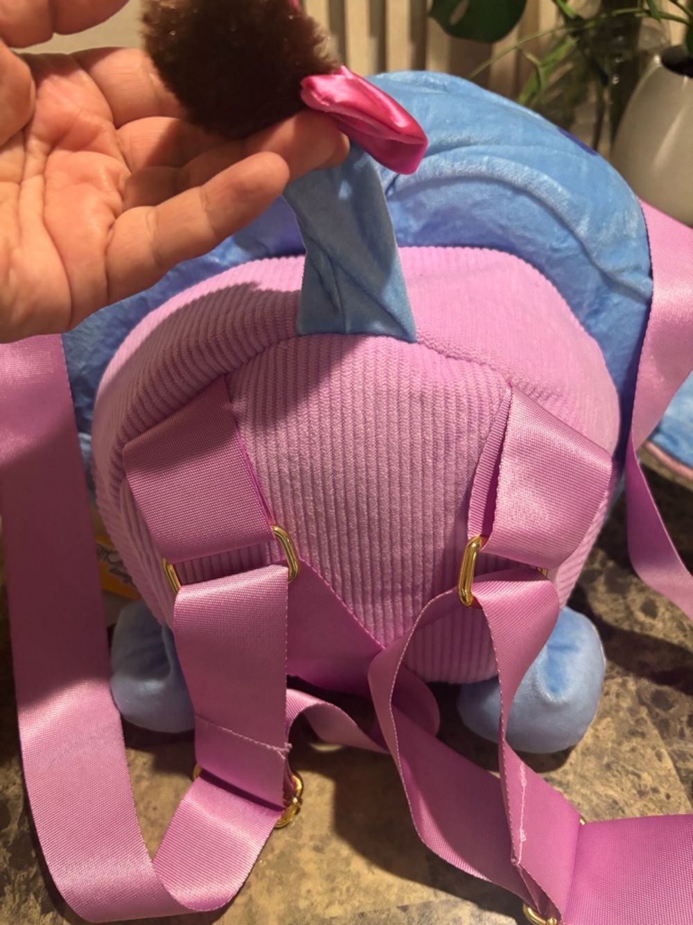 Disney Munchlings Eeyore Plush Backpack Blue Purple Medium Adjustable Strap - Picture 8 of 10